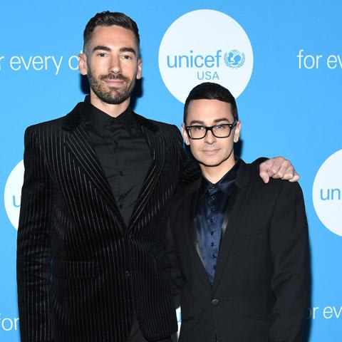 Christian Siriano with his partner Kyle Smith at The UNICEF Gal on November 28, 2023 in New York City.