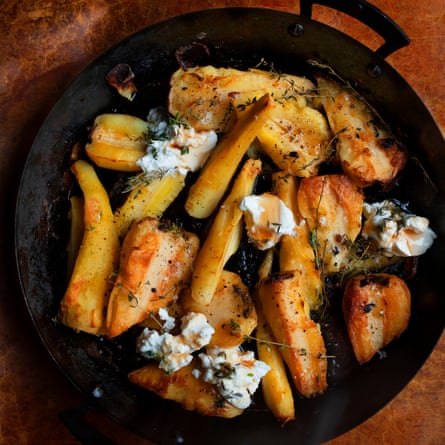 Roast parsnips with honey and ricotta.