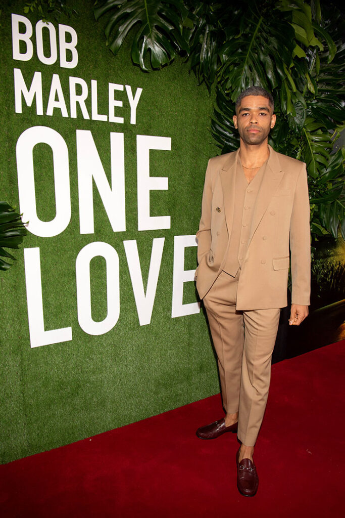 Kingsley Ben-Adir Wore Gucci To The 'Bob Marley: One Love' Kingston Premiere