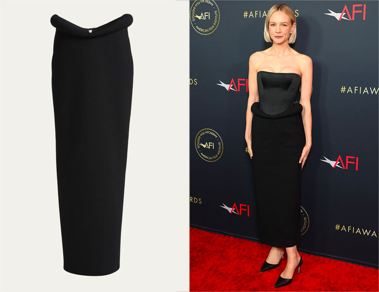 Carey Mulligan's Bottega Veneta Viscose Compact Frise Skirt