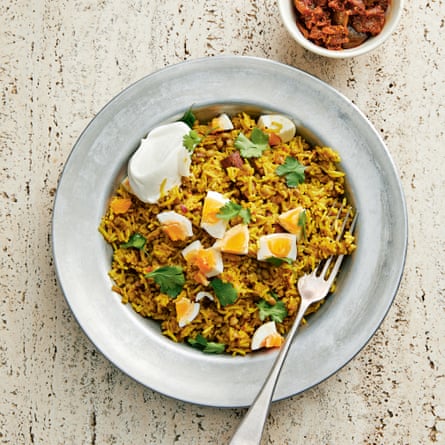 Spiced rice and lentils.