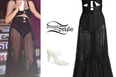 Chrissy Teigen: Black Cutout Dress, PVC Heels