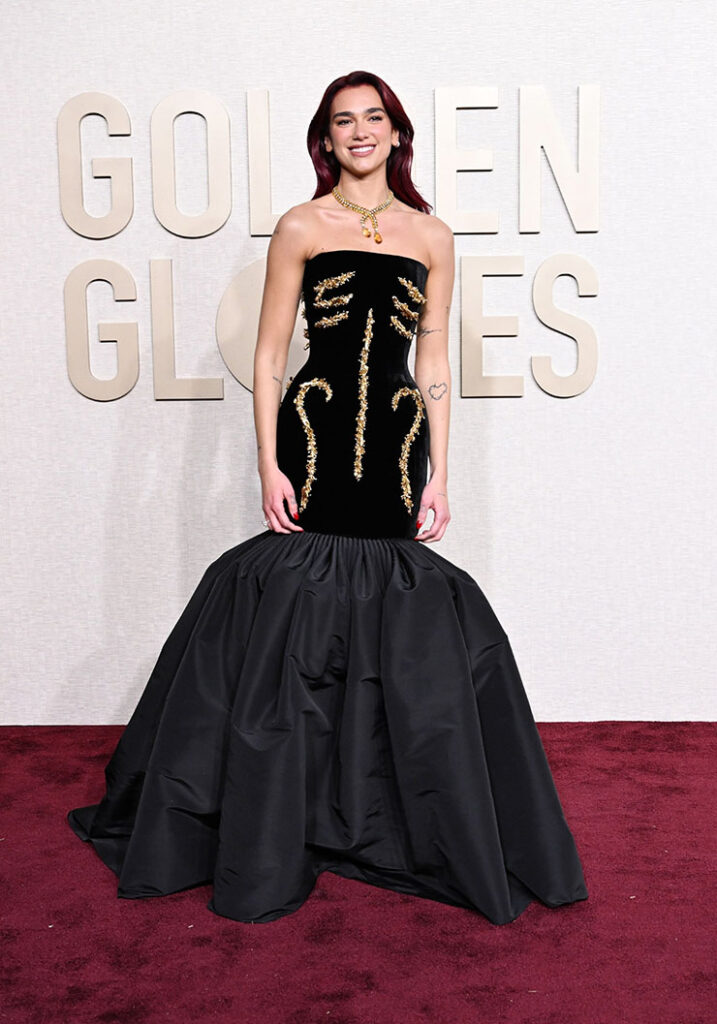 Dua Lipa Wore Schiaparelli Haute Couture To The 2024 Golden Globe Awards