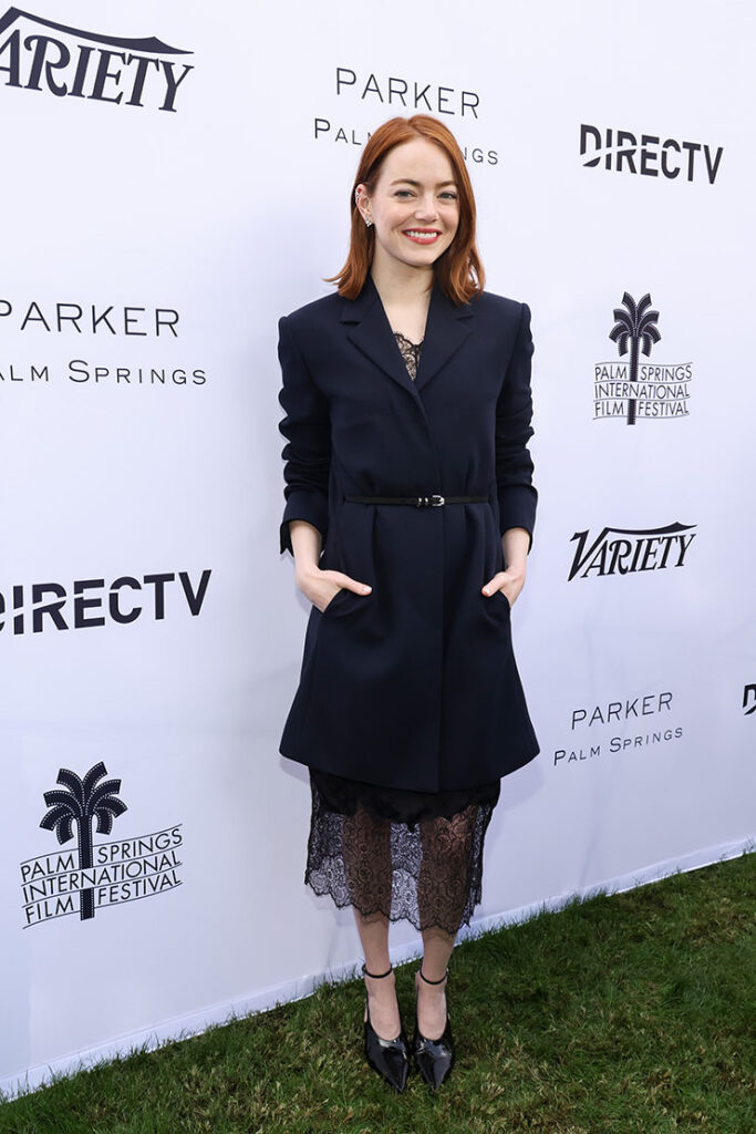  Emma Stone attends Variety's 10 Directors To Watch & Creative Impact Awards presented by DIRECTV at Parker Palm Springs on January 05, 2024 in Palm Springs, California. (