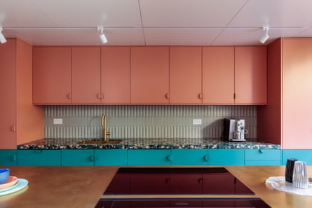 The redesigned kitchen area, which is intended to match the couple’s love of vibrancy.