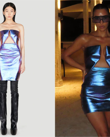 Kim Kardashian's Rick Owens Luxor Prong Iridescent Mini Dress