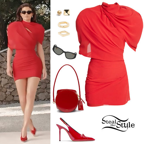 Kylie Jenner: Red Mini Dress and Pumps