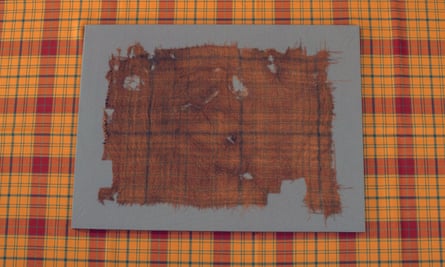 The original Glen Affric tartan laid on top of the newly recreated tartan
