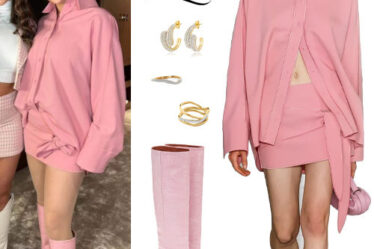 Selena Gomez: Pink Blouse and Skirt