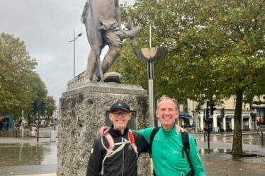 Best foot forward: the start of the route under the statue of Neptune in Bristol.