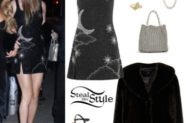 Taylor Swift: Black Mini Dress, Platform Sandals