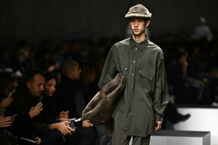A model walks the runway during Milan fashion week modelling an item from Fendi’s menswear autumn/winter 2024-25 collection.