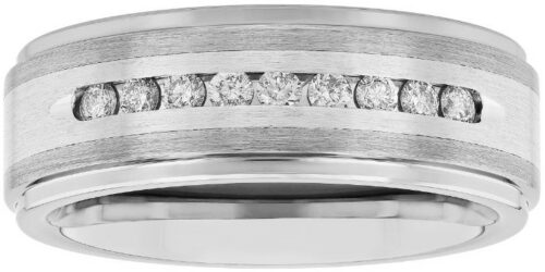 Diamond Tungsten and Stainless Steel Ring