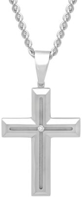 Stainless Steel Diamond Cross Necklace