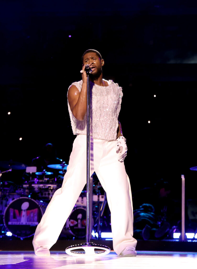 Usher performs onstage during the Apple Music Super Bowl LVIII Halftime Show