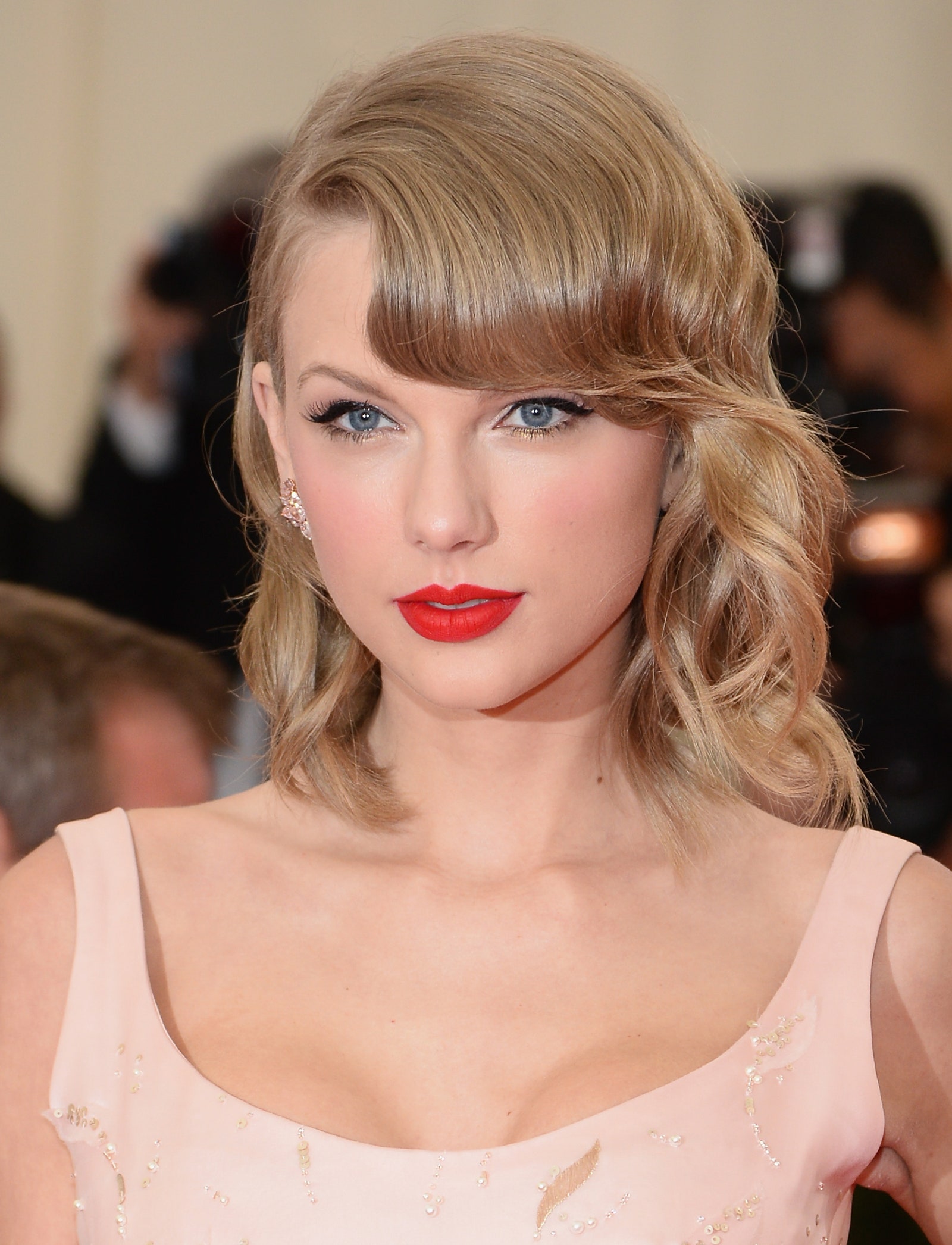 Taylor Swift at the 2024 Met Gala wearing Nars Velvet Matte Lip Pencil in Dragon Girl