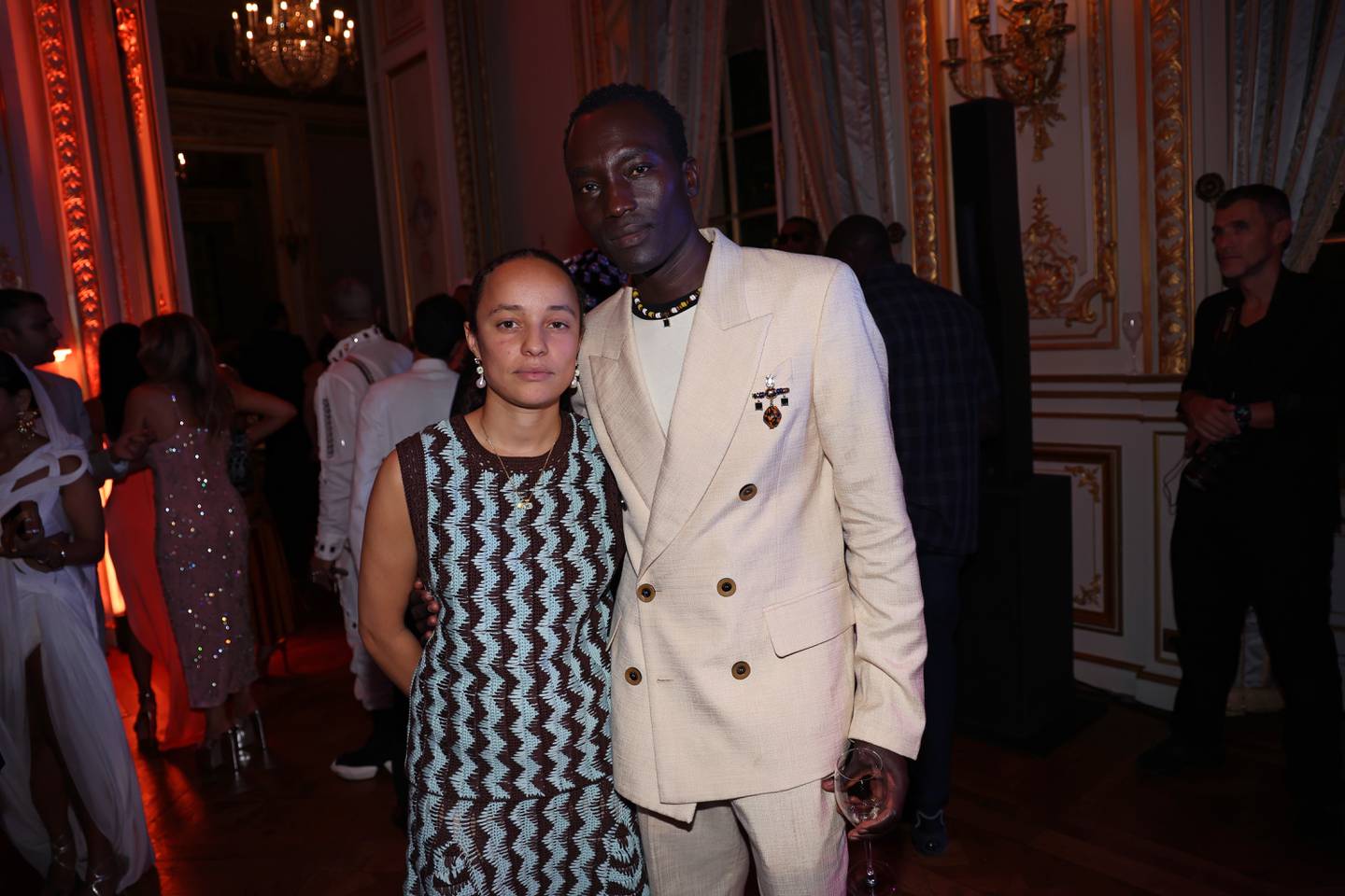 Grace Wales Bonner and Dennis Okwera attend the #BoF500 Gala during Paris Fashion Week at Shangri-La Hotel Paris on September 30, 2023 in Paris, France.