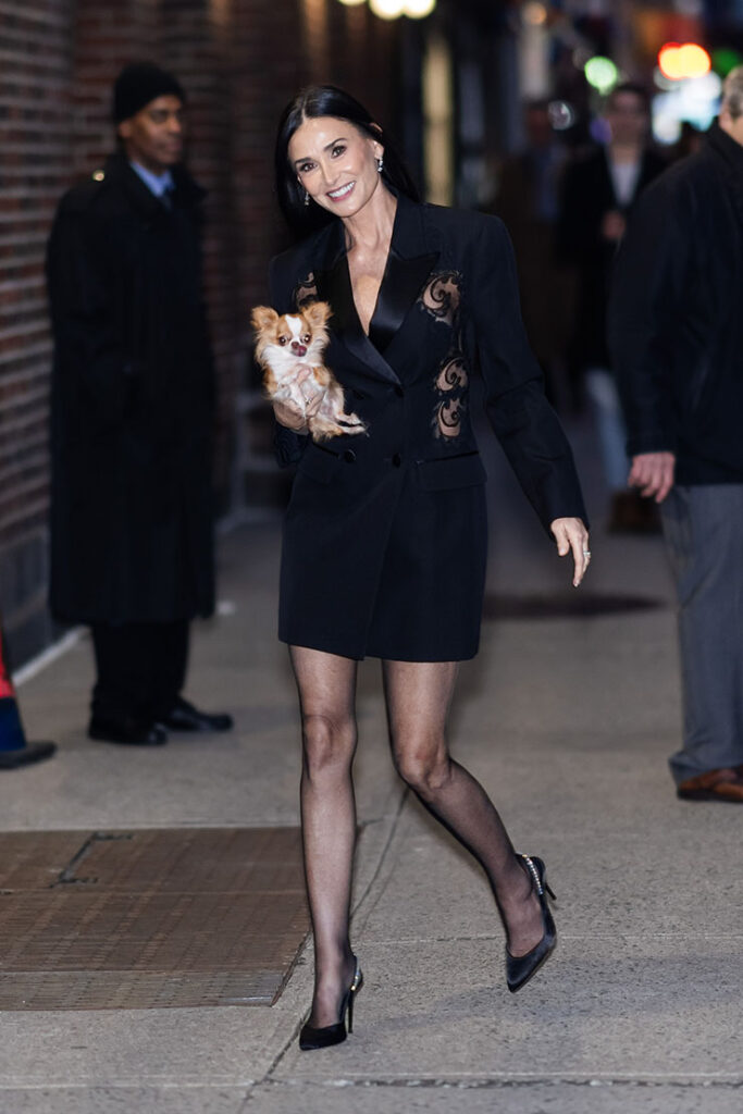 Demi Moore Wore Versace On The Late Show With Stephen Colbert