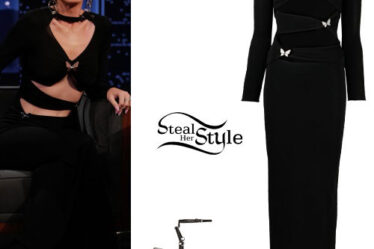 Katy Perry: Black Cutout Dress and Sandals