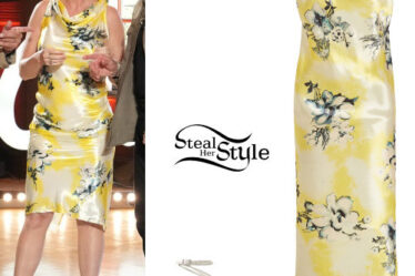 Katy Perry: Yellow Floral Dress, White Sandals