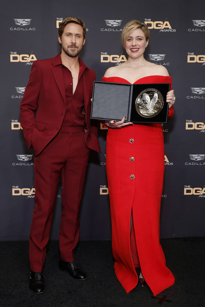 Ryan Gosling and Greta Gerwig attend the 2024 DGA Awards. 