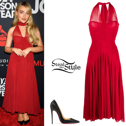 Sabrina Carpenter: Red Dress, Black Pumps