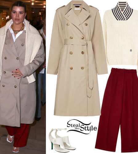 Sofia Richie: Trench Coat, Red Pants