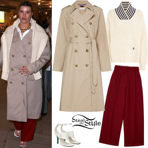 Sofia Richie: Trench Coat, Red Pants