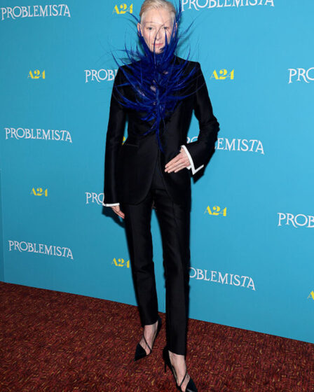 Tilda Swinton Wore Haider Ackermann For Jean Paul Gaultier Couture To The 'Problemista' New York Screening