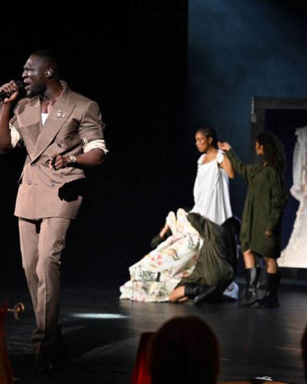 Stormzy and Sophie Okonedo performing a Shakespeare-inspired duet.