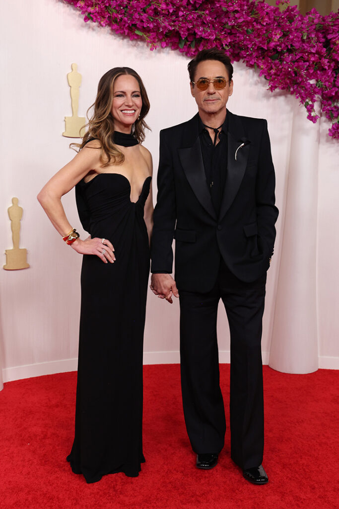 Susan Downey and Robert Downey Jr.  at the 2024 Oscars. 