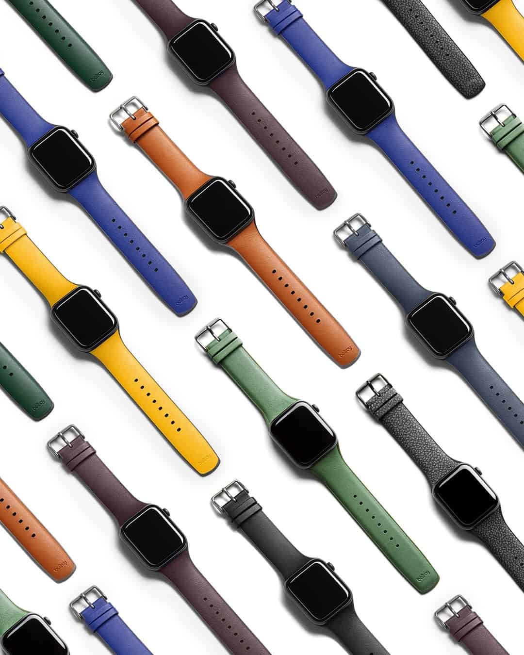 different colors of apple watch leather strap by bellroy
