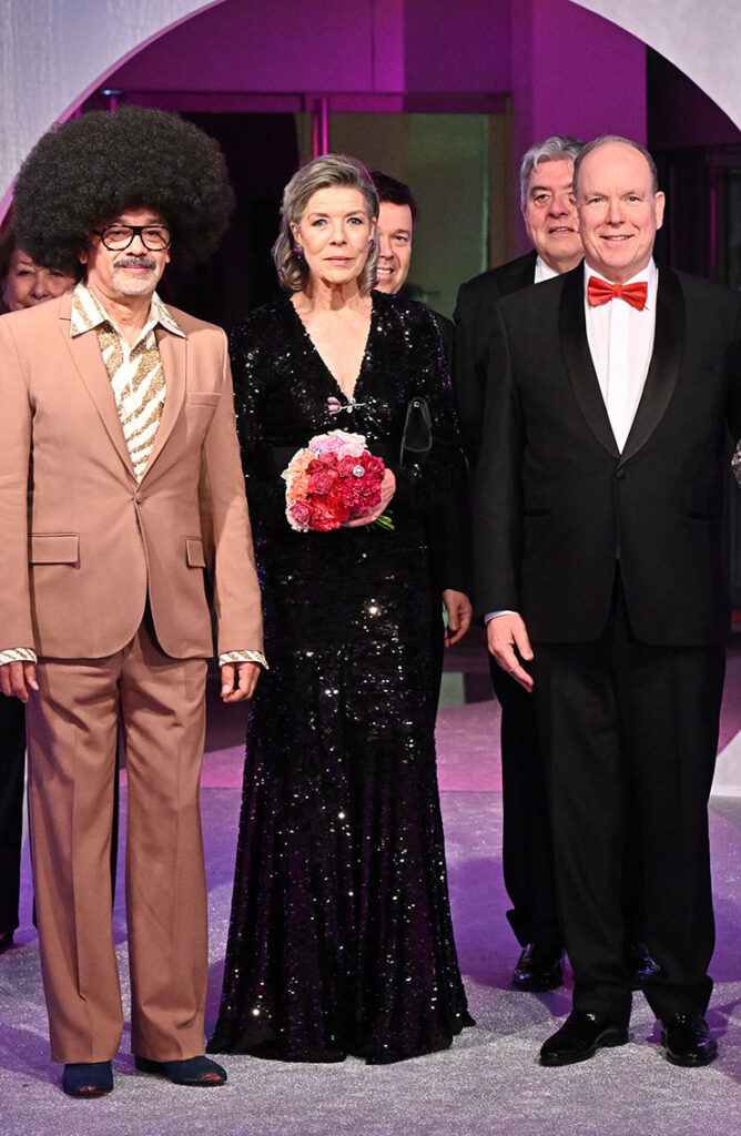 Christian Louboutin, Princess Caroline of Hanover, Prince Albert II of Monaco and Princess Charlene of Monaco attend the Rose Ball 2024