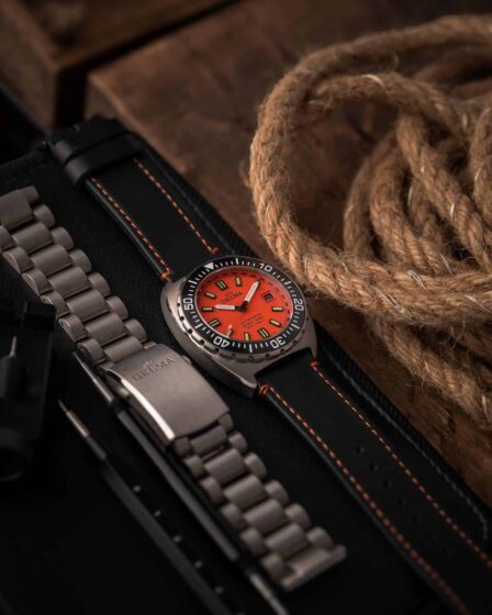 delma divers watch replaced with leather strap