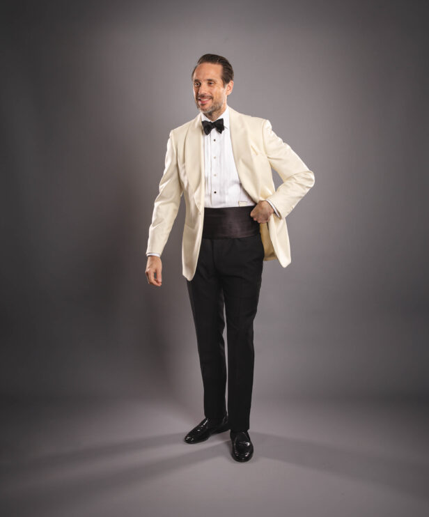 Classic ivory dinner jacket with shawl lapel