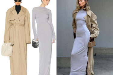 Elsa Hosk's Balenciaga Trench Coat & Helsa Backless Dress