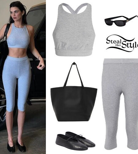 Kendall Jenner: Grey Crop Top and Legging