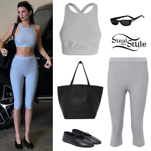 Kendall Jenner: Grey Crop Top and Legging