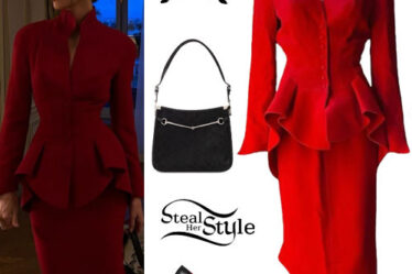 Kendall Jenner: Red Jacket and Skirt
