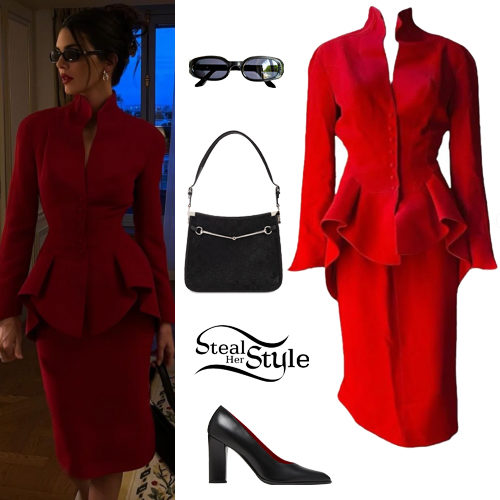 Kendall Jenner: Red Jacket and Skirt