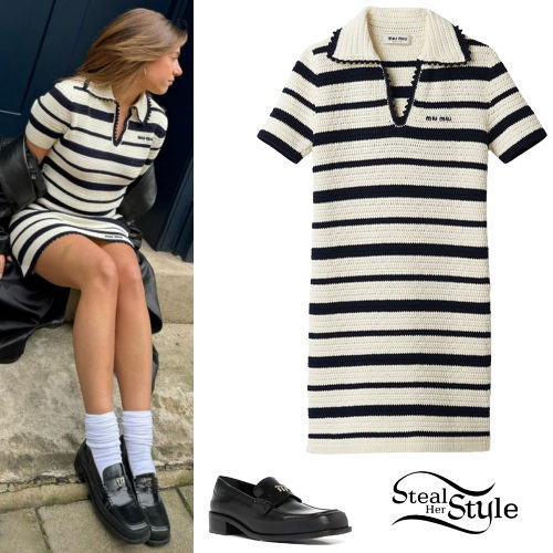 Kenzie Ziegler: Striped Dress, Black Loafers