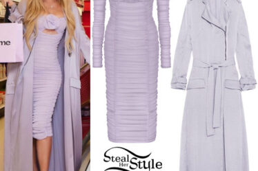 Khloé Kardashian: Lilac Dress, Satin Coat