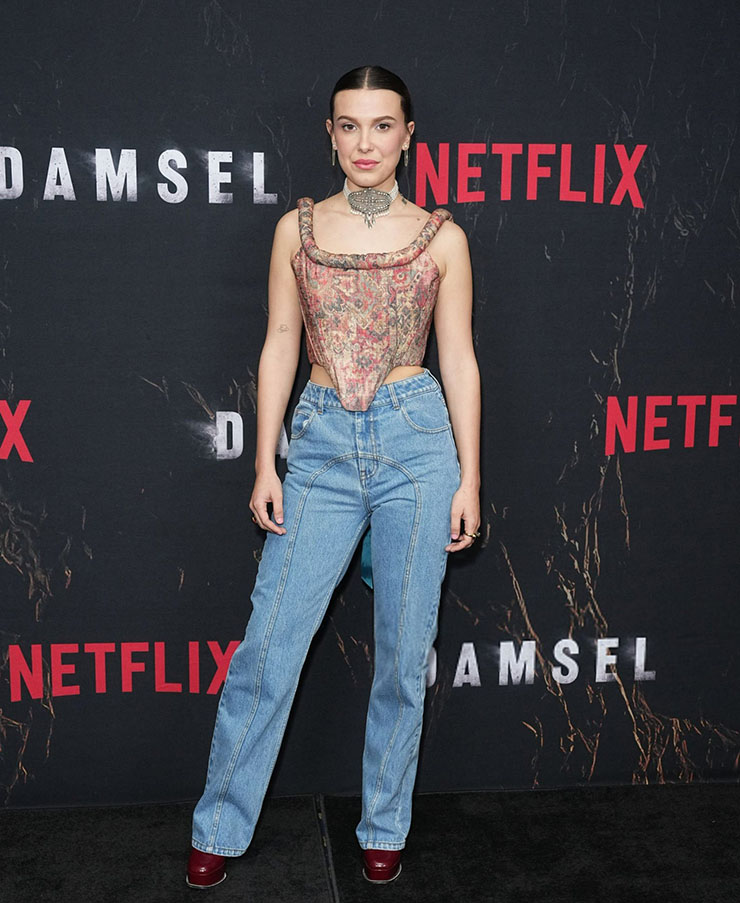Millie Bobby Brown Wore Kelsey Randall x Swayed Stature To The 'Damsel' New York Photocall 
