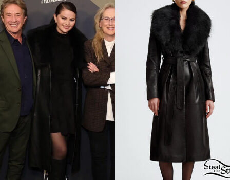 Selena Gomez: Black Leather Coat