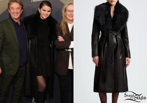 Selena Gomez: Black Leather Coat