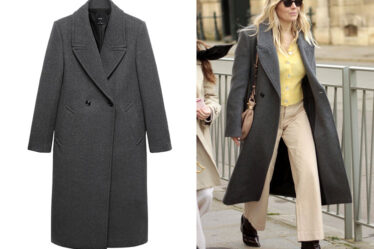 Sienna Miller's MANGO Lapels Wool Grey Coat