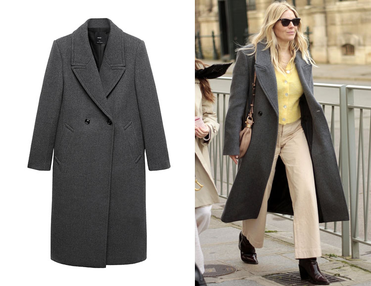 Sienna Miller's MANGO Lapels Wool Grey Coat