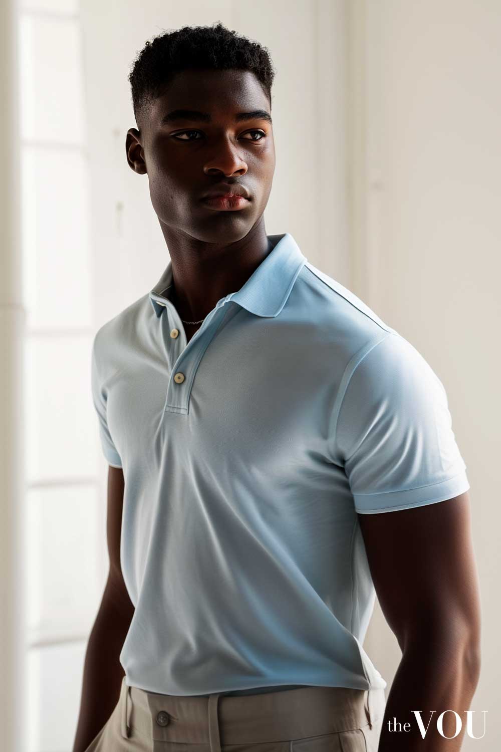 Old Money Style Pale Blue Polo Shirt