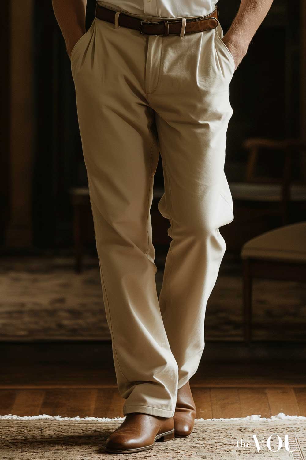 Old Money style tailored chinos