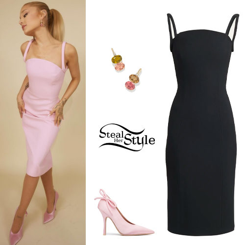 Ariana Grande: Pink Midi Dress and Pumps